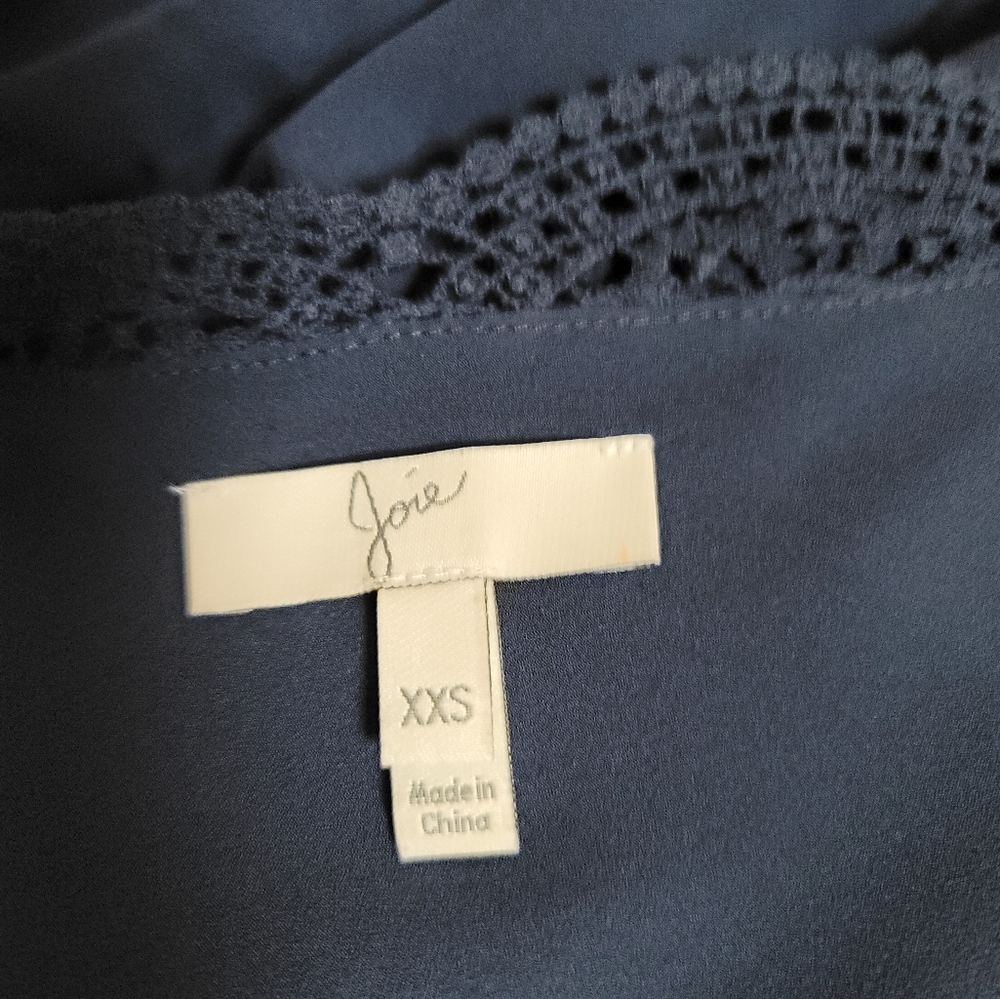 Revolve X Joie Romper Paola Blue Silk Crochet Trim Short Sleeve Slouchy Fit XXS - Picture 15 of 16
